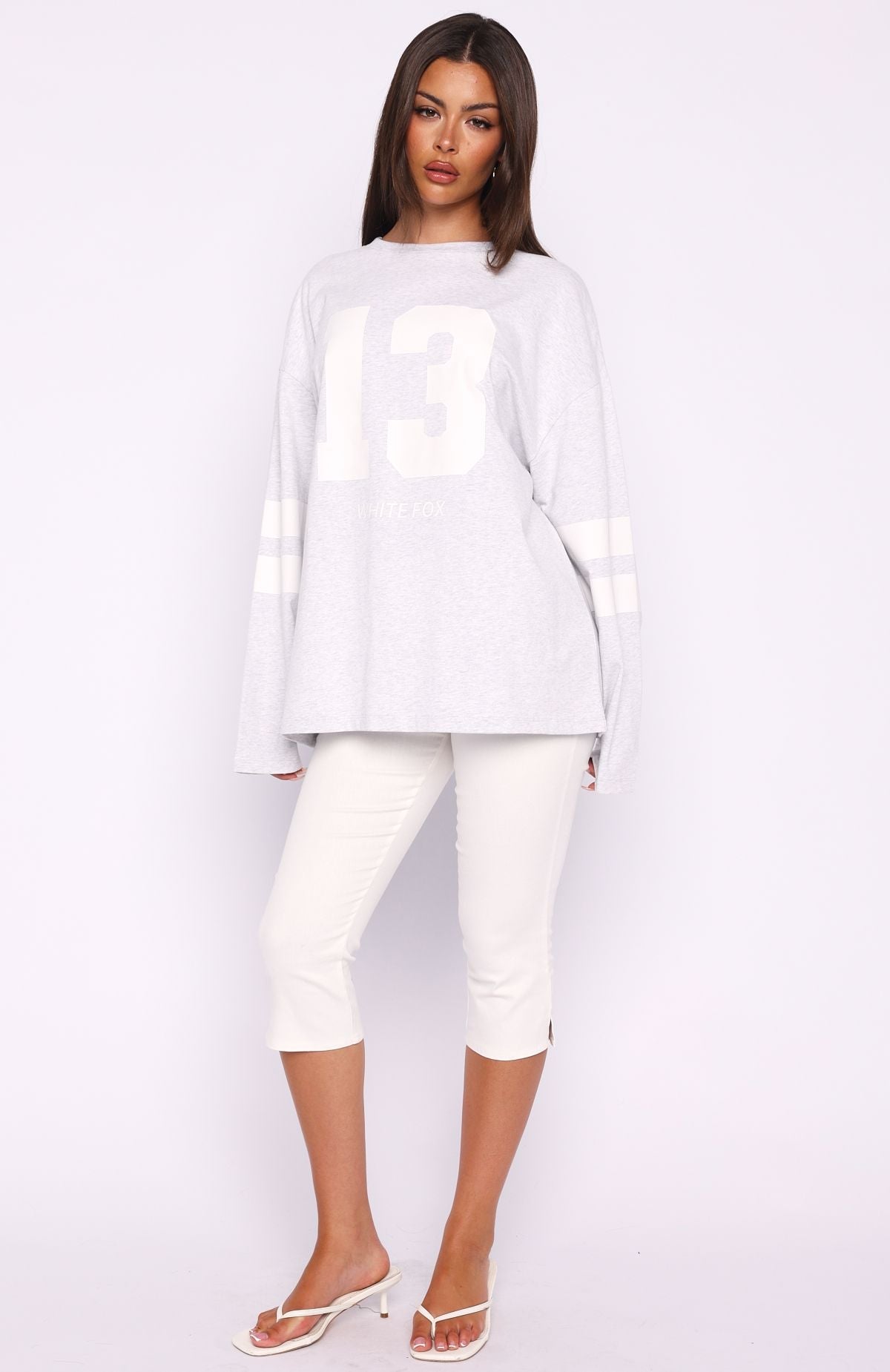 Playing Ball Oversized Long Sleeve Tee Grey Marle