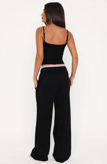 Off The Field Double Waistband Wide Leg Sweatpants Black