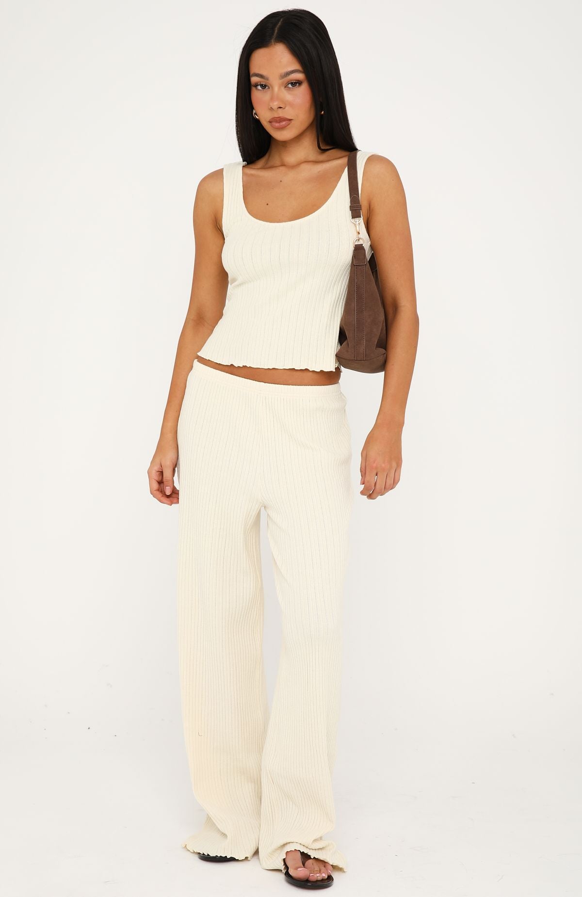 Street Chic Knit Pants Buttercream