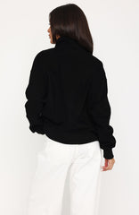 Such A Dream Oversized Zip Front Funnel Neck Jacket Black