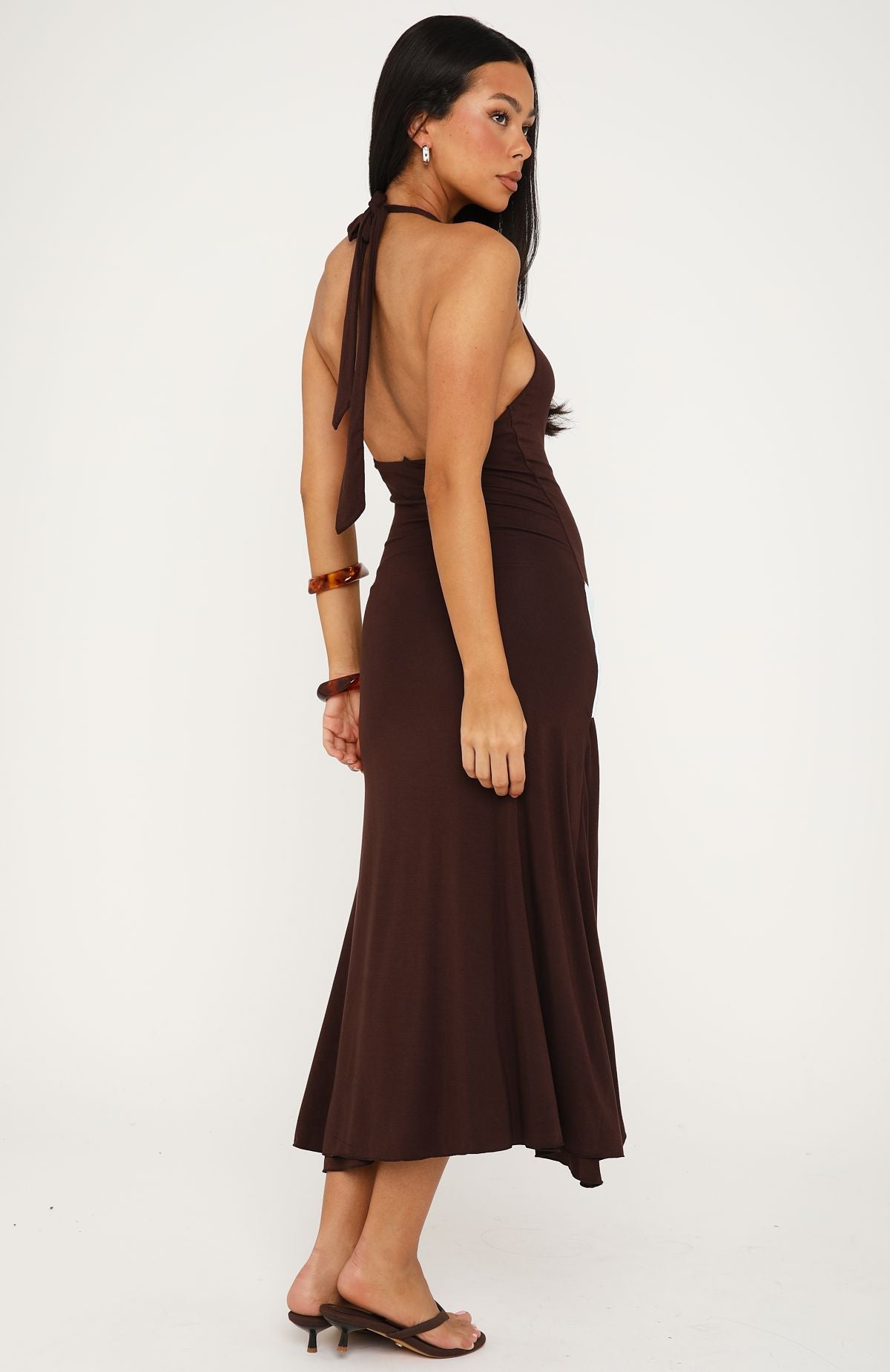 Simple Sweet Midi Dress Chocolate/Baby Blue