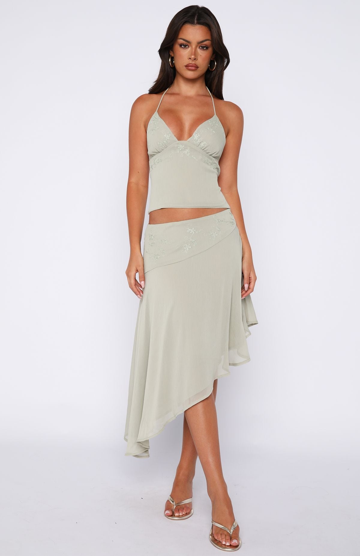 Hidden Grace Midi Skirt Sage