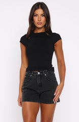 Maddy High Rise Denim Shorts Black Acid
