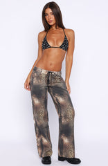 Actually Invested Mid Rise Lace Up Straight Leg Jeans Desert Mirage
