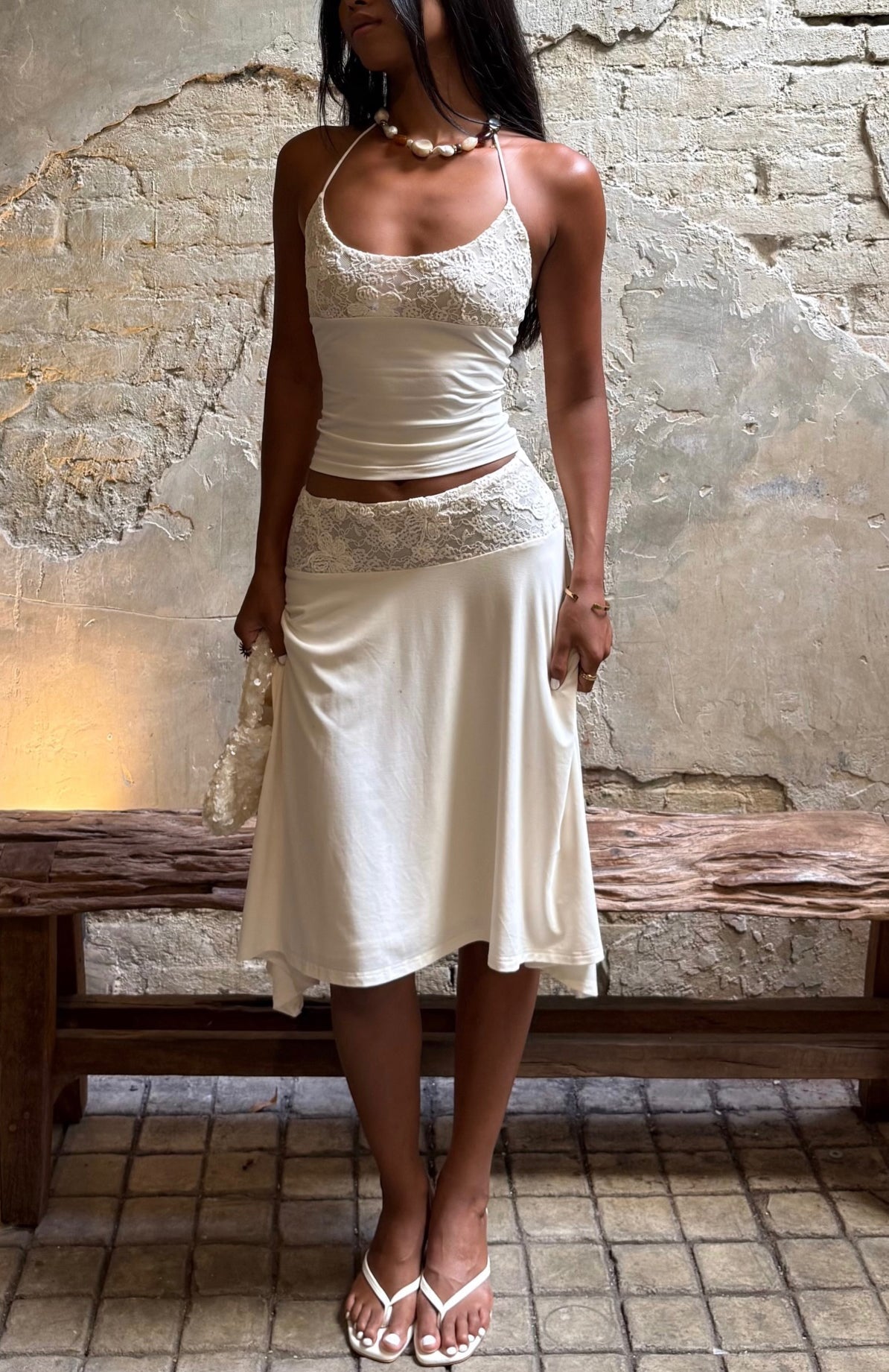 Cool Chaos Midi Skirt Off White