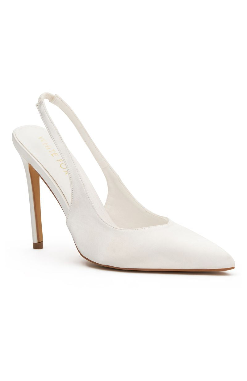 Fisher Heels White Satin