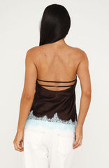 Nothing Like It Strapless Top Chocolate/Blue