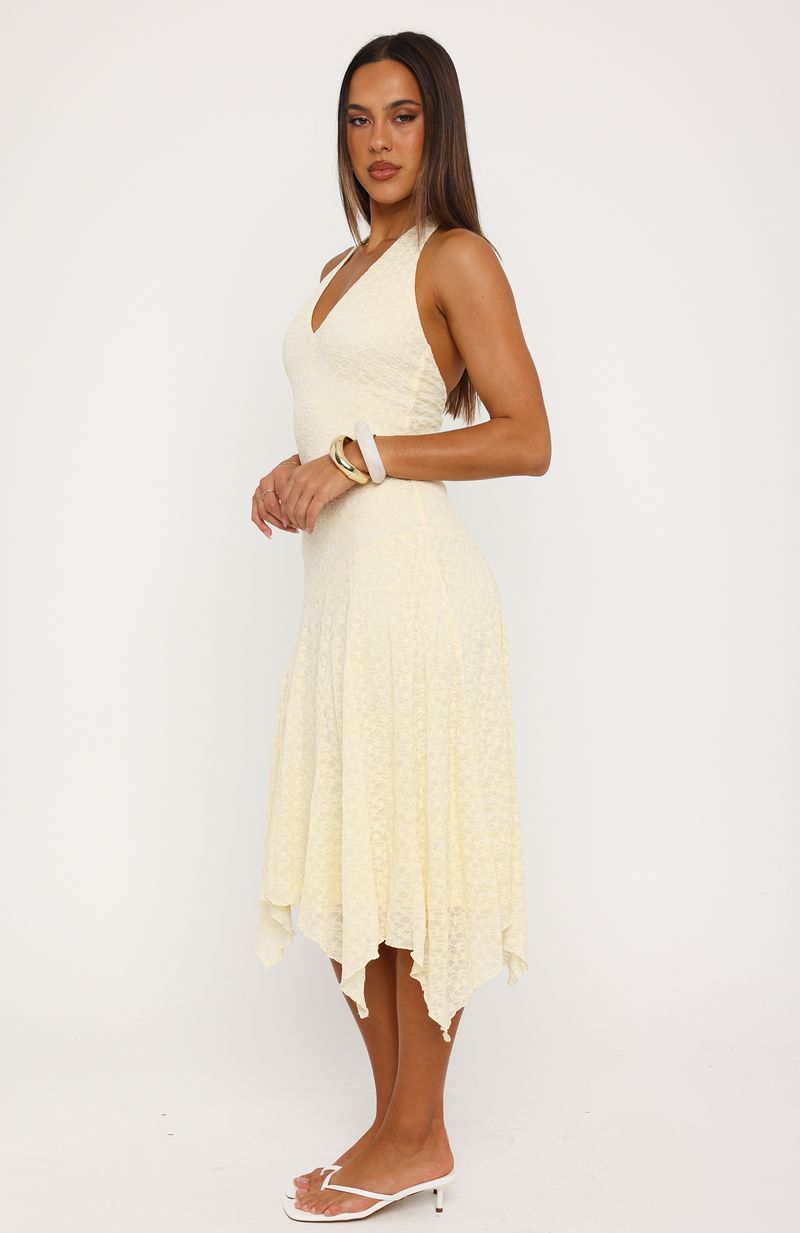 Crazy Little Thing Halter Midi Dress Lemon