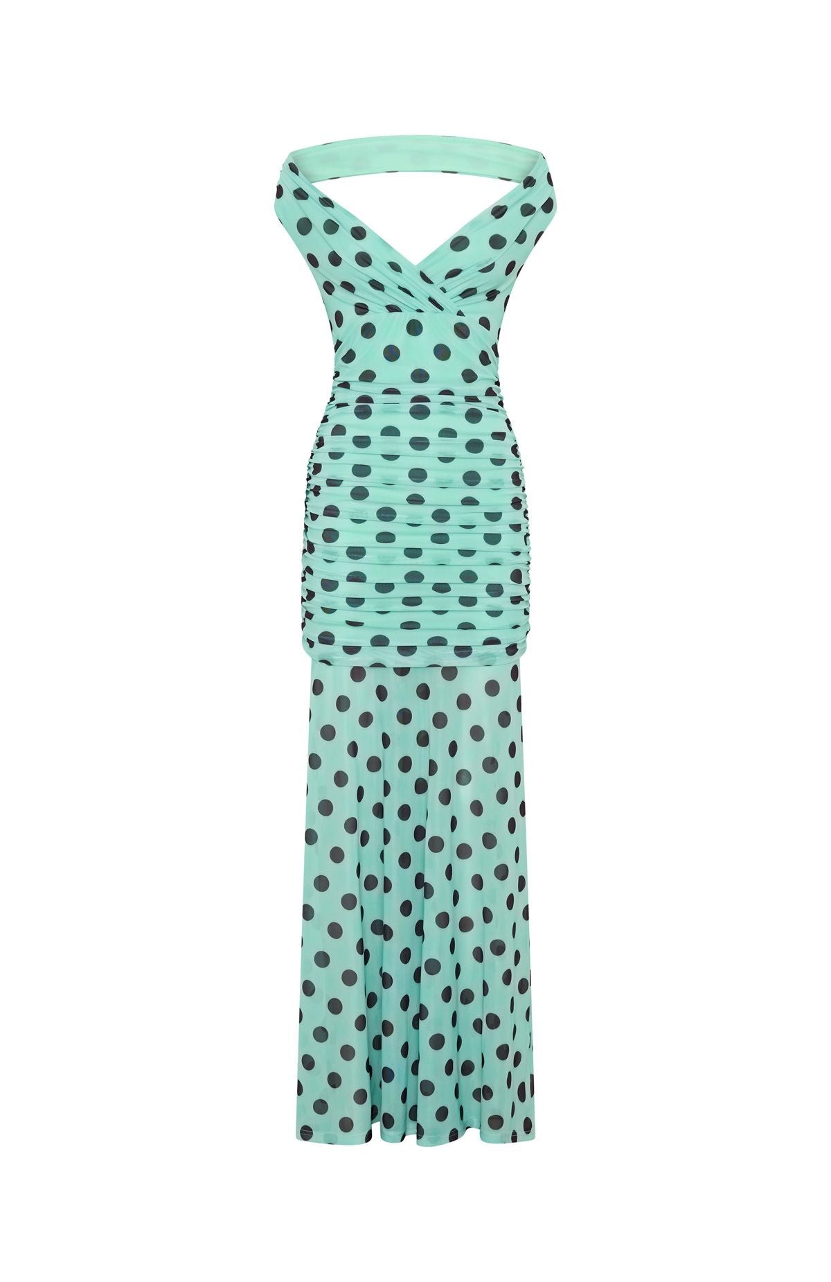 Sweet And Chic Maxi Dress Aqua Polka Dot