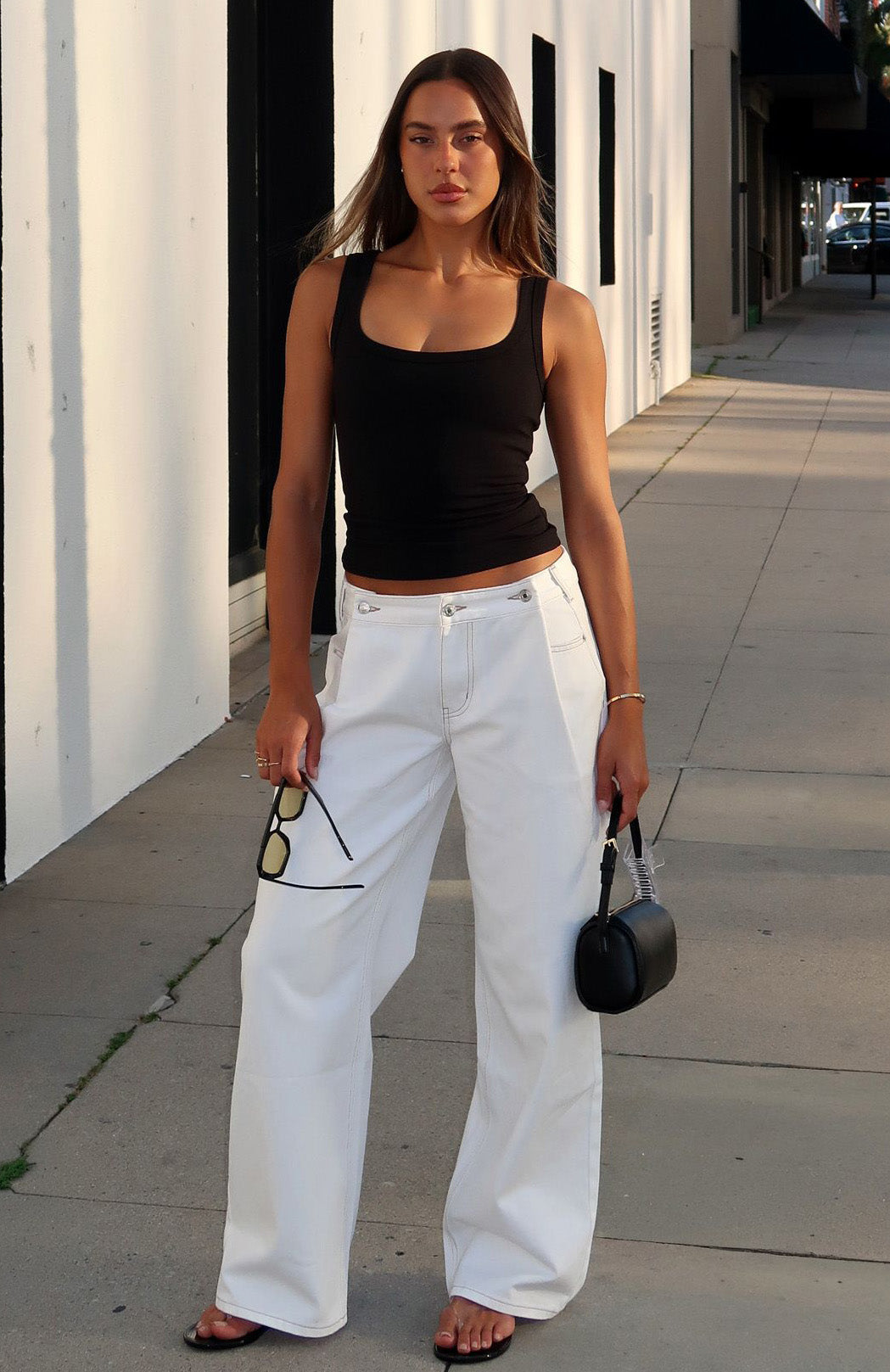 Day At A Time Low Rise Wide Leg Jeans Off White