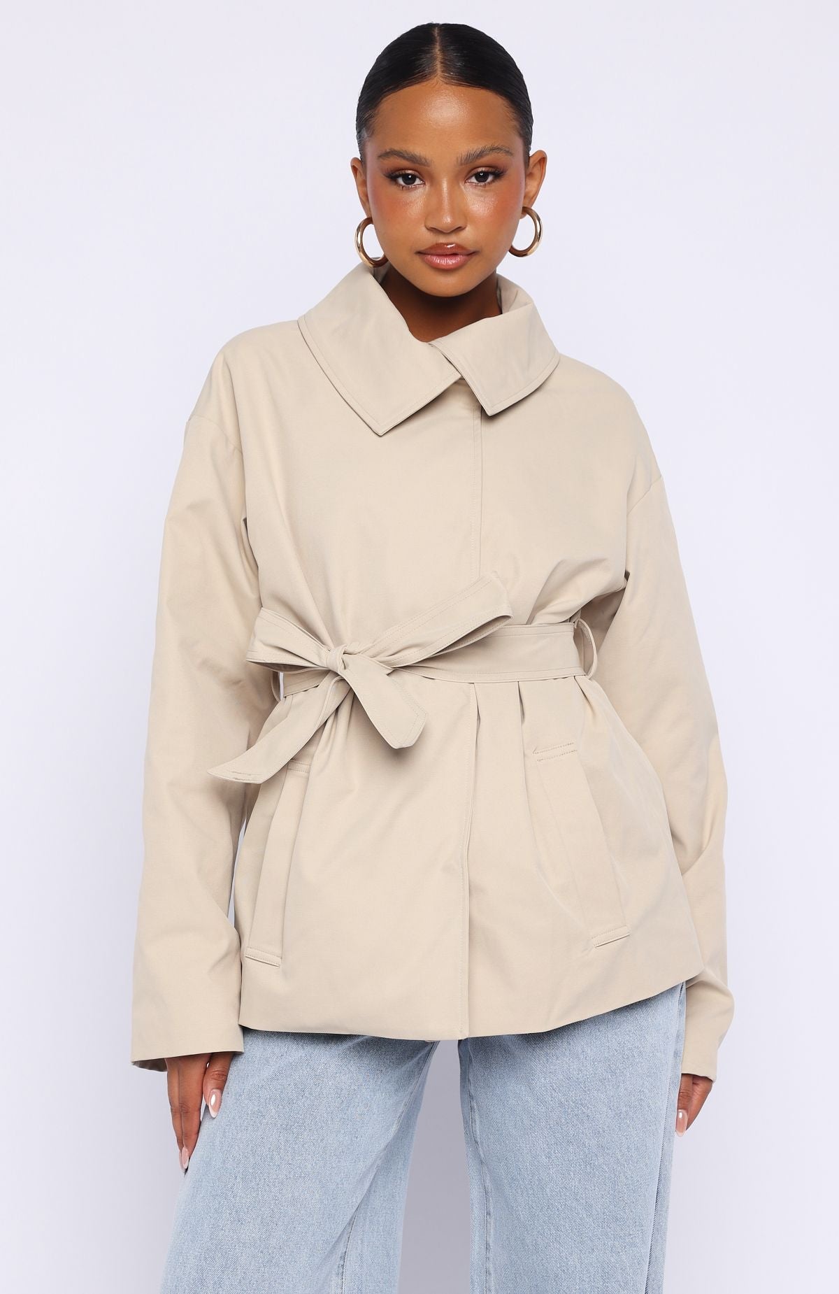 Could Touch Cropped Trench Jacket Sand