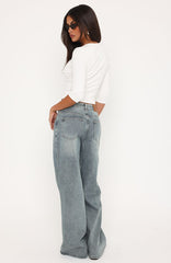Just My Type Mid Rise Wide Leg Jeans Sand