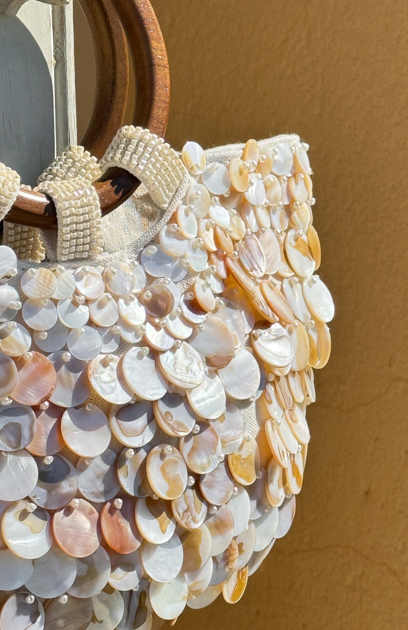 Alessandra Shell Top Handle Bag Cream