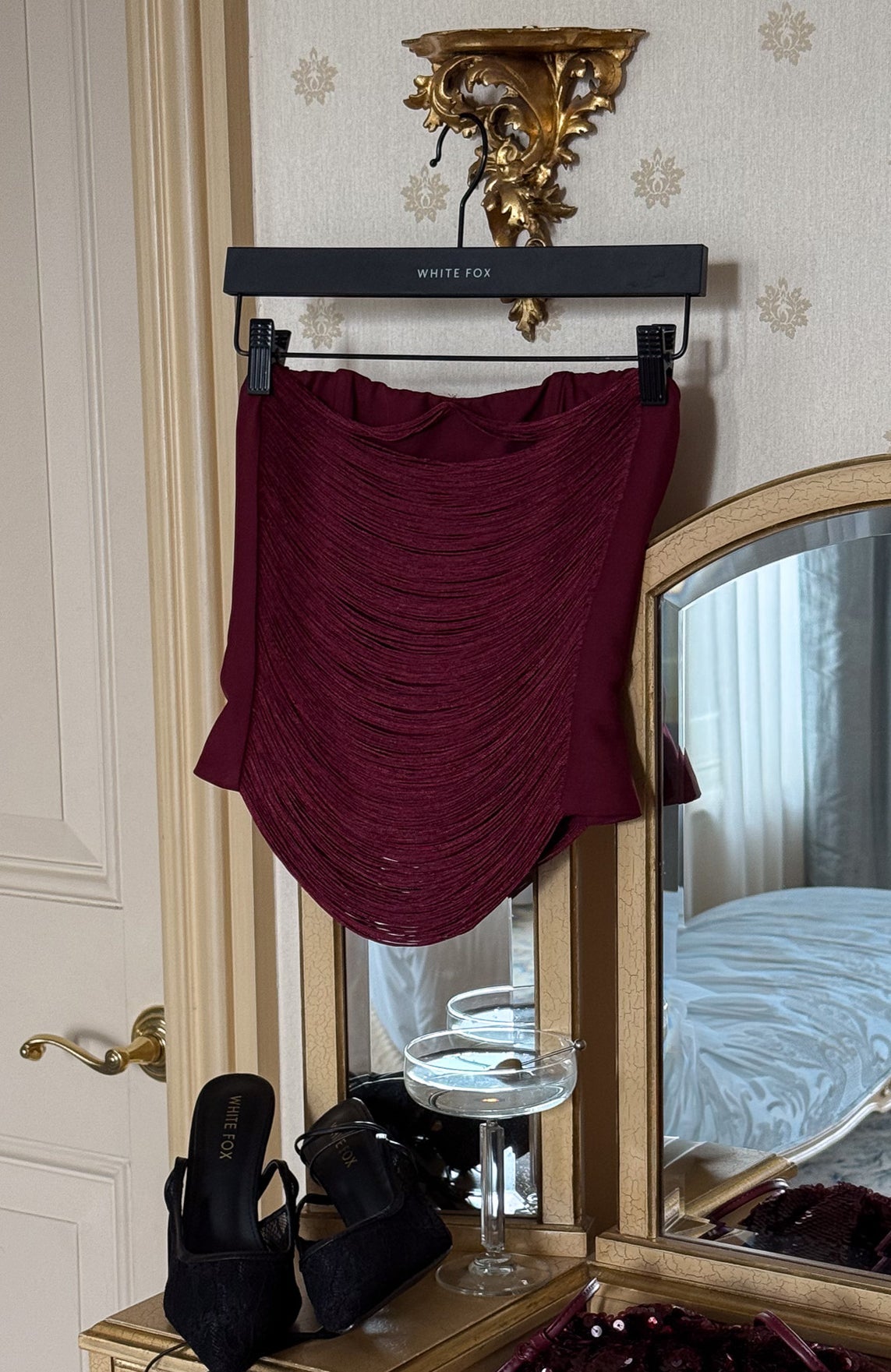 All Too Well Fringe Bustier Burgundy