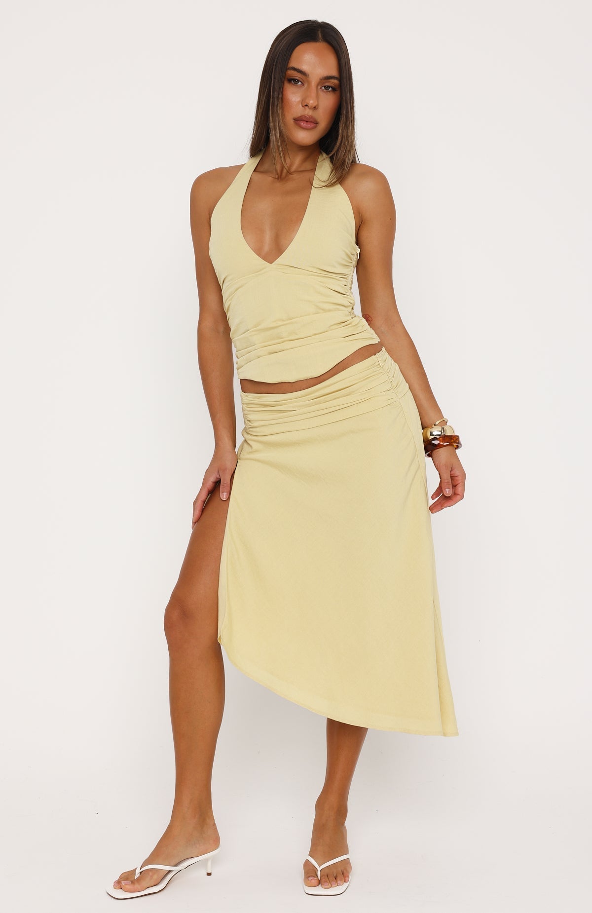 Twist And Tease Midi Skirt Burnt Butter