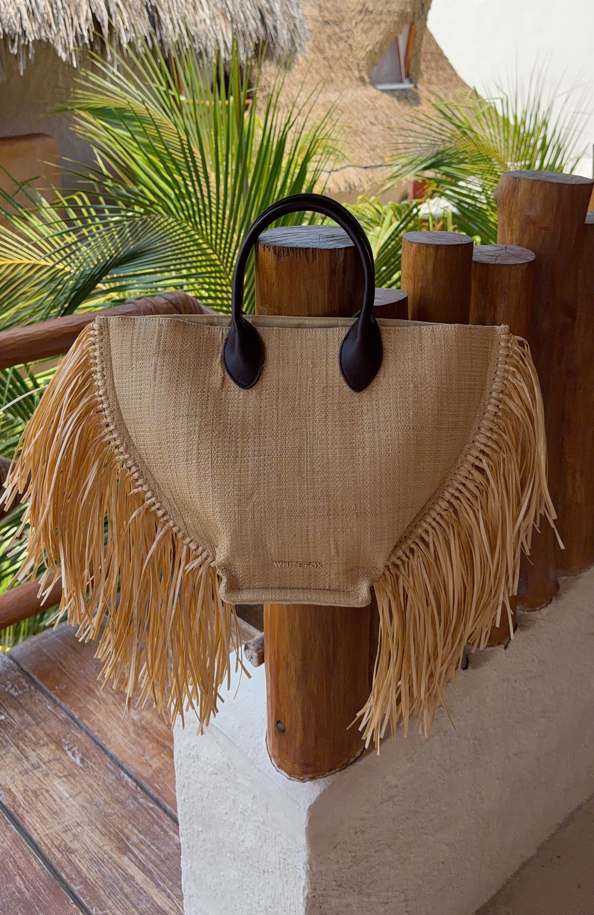 Aoife Top Handle Straw Bag Chocolate/Natural