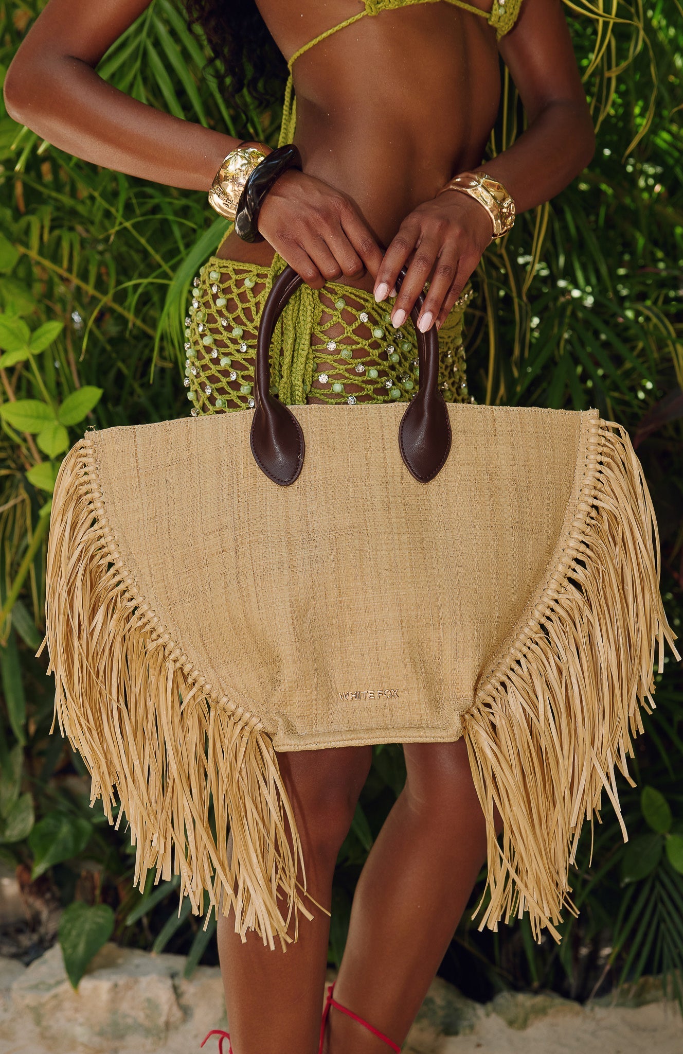 Aoife Top Handle Straw Bag Chocolate/Natural