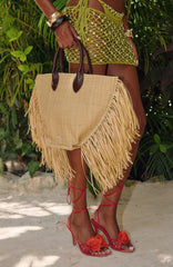 Aoife Top Handle Straw Bag Chocolate/Natural
