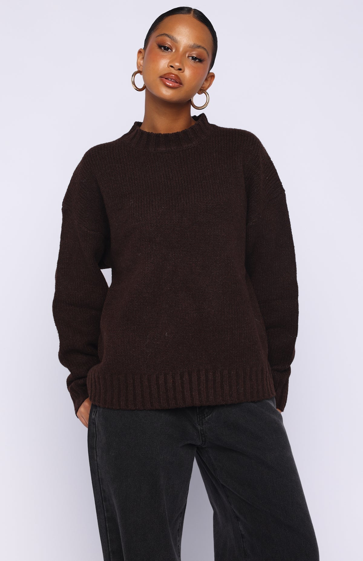 Apres Ski With Me Knit Sweater Chocolate