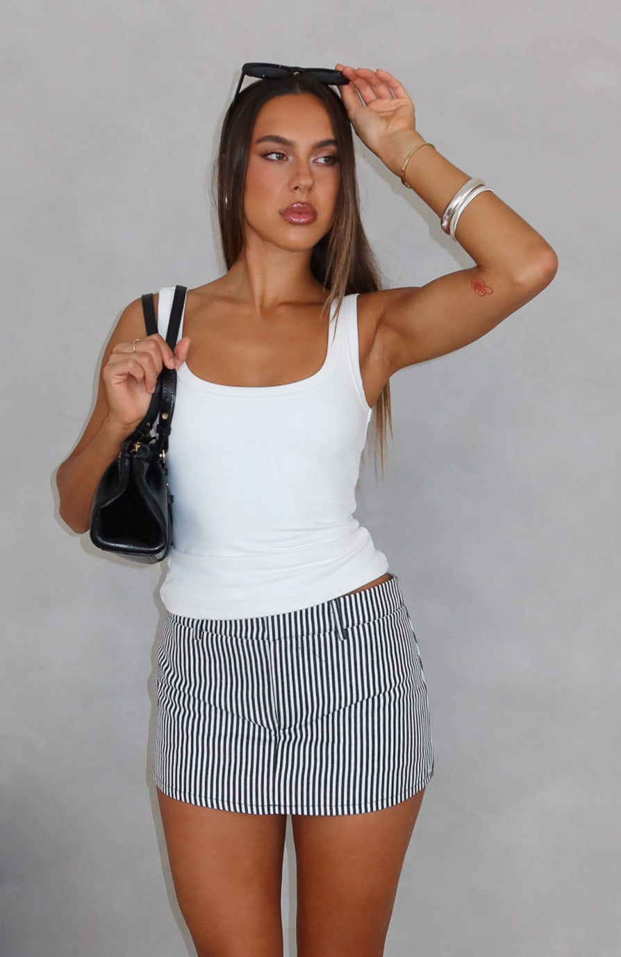 Back To Business Mini Skort Black Stripe