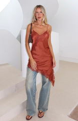 Behind The Light Lace Mini Dress Rust