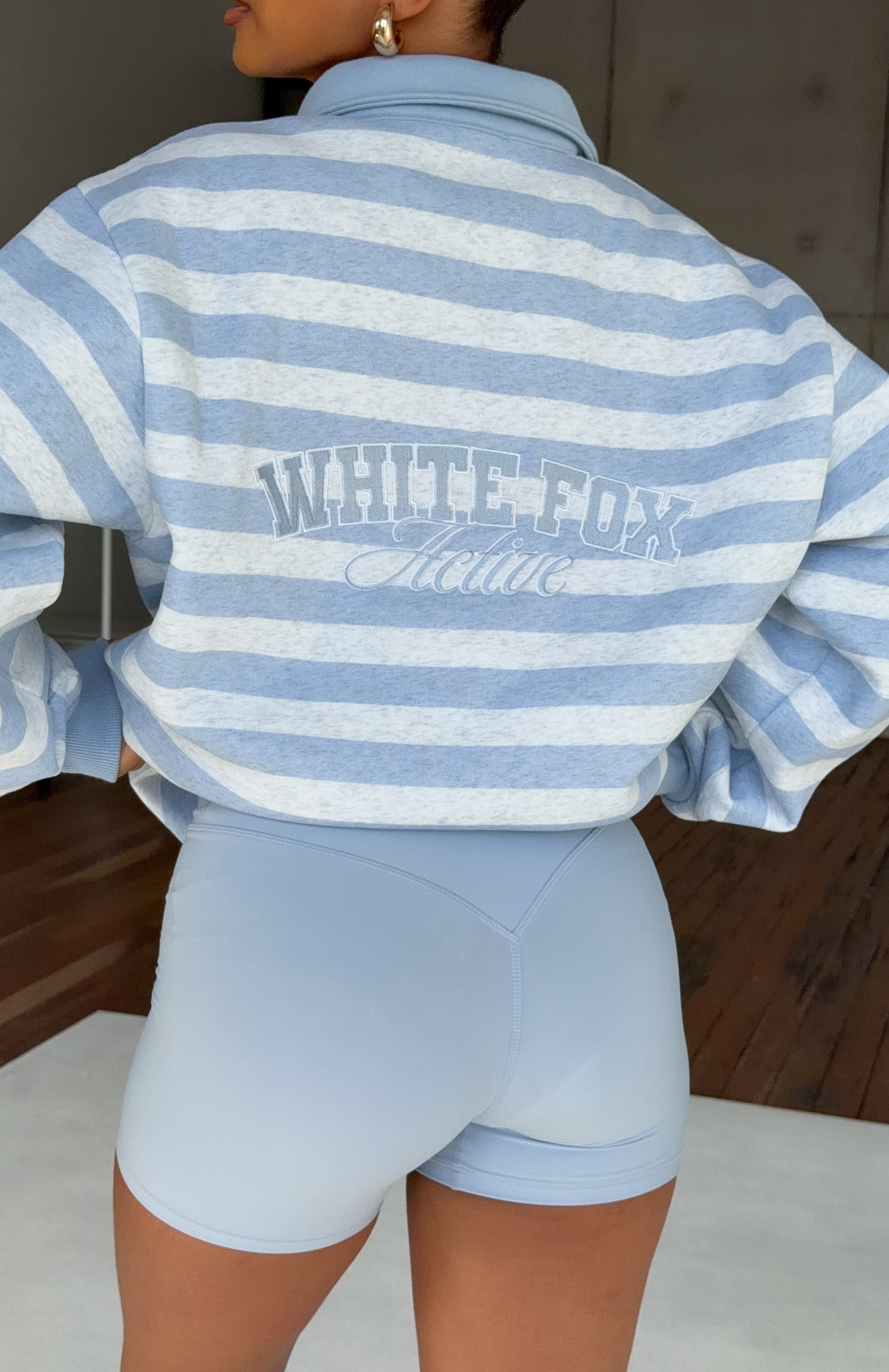 Best Influence Oversized Henley Sweater Grey Marle / Blue Stripe