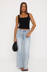 Big City Dreams Mid Rise Wide Leg Jeans Light Blue