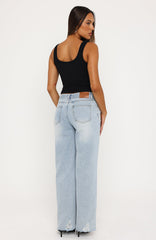 Big City Dreams Mid Rise Wide Leg Jeans Light Blue