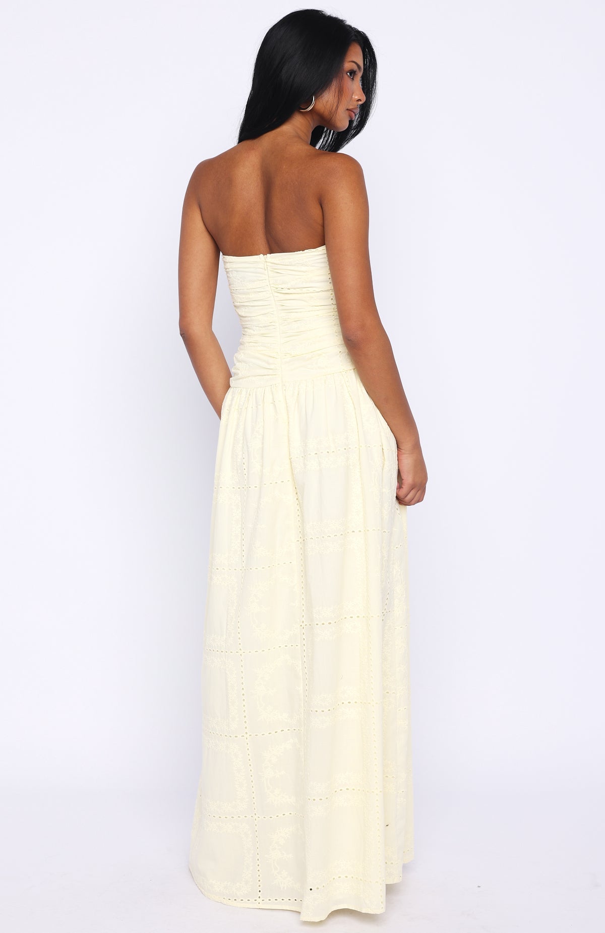 Bittersweet Babe Strapless Broderie Maxi Dress Butter