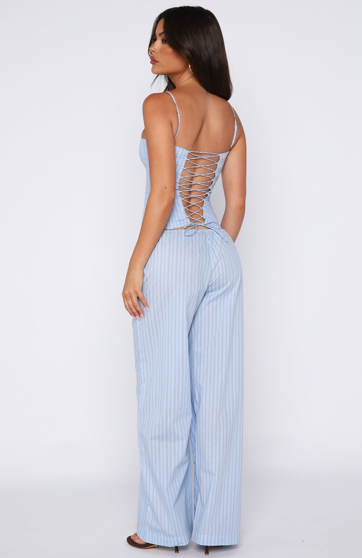 Born To Glow Wide Leg Pants Blue Stripe