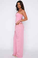 Born To Glow Wide Leg Pants Pink Stripe
