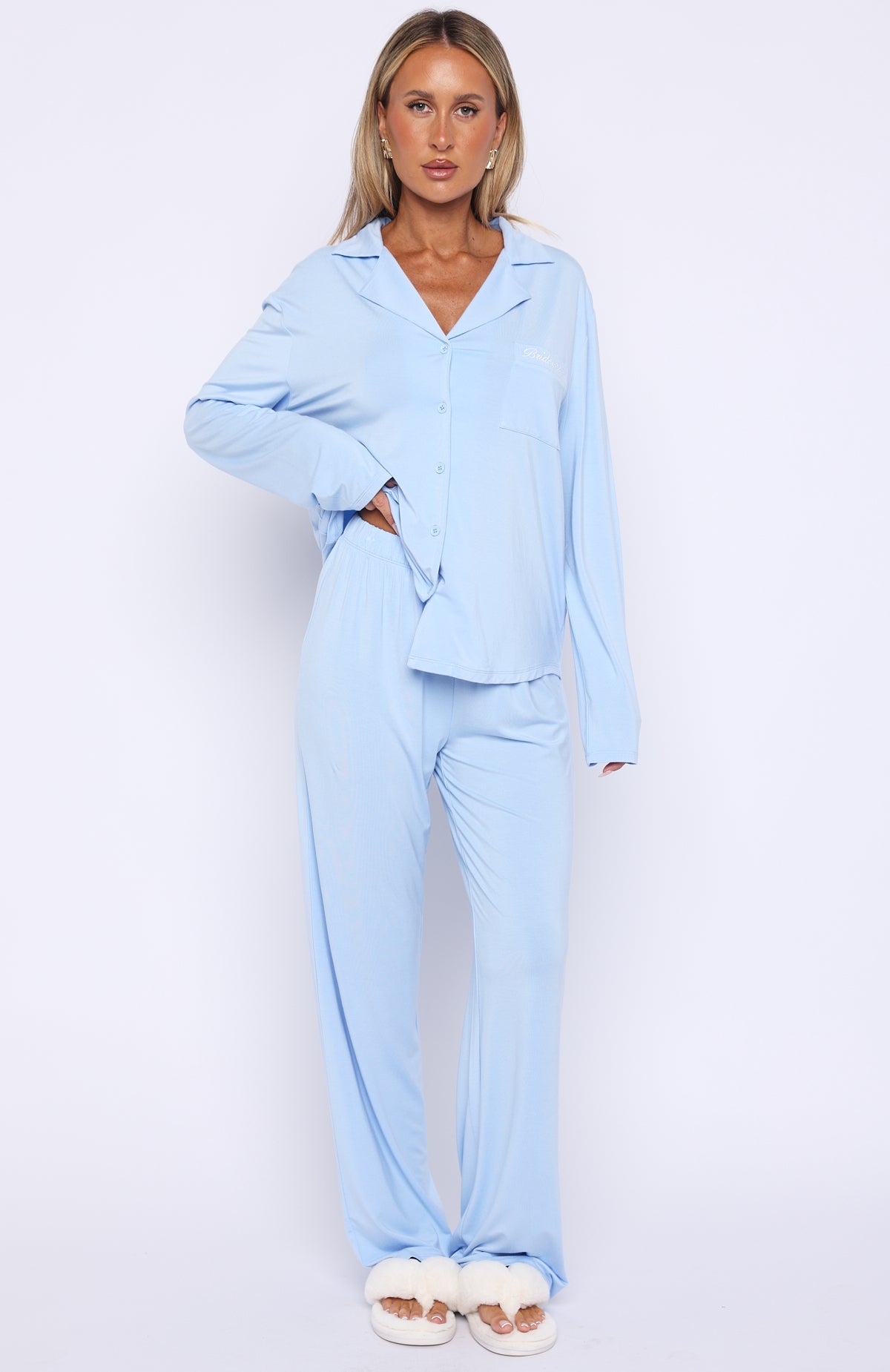 Bridal Party Long Sleeve Pyjama Set Baby Blue