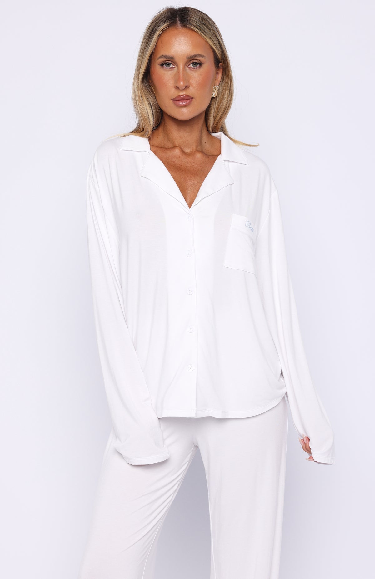 Bridal Party Long Sleeve Pyjama Set Off White