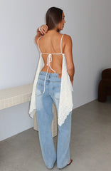 Busy Being Fabulous Drape Open Back Top Cream