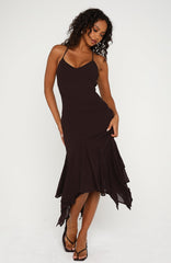Butterfly Kisses Midi Dress Chocolate