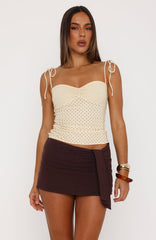 Crush Mode Top Cream/Choc Polka Dot