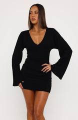 Catch Me At Sunrise Long Sleeve Mini Dress Black