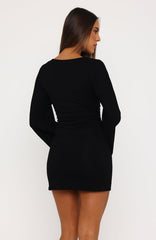 Catch Me At Sunrise Long Sleeve Mini Dress Black