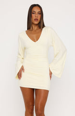 Catch Me At Sunrise Long Sleeve Mini Dress Butter