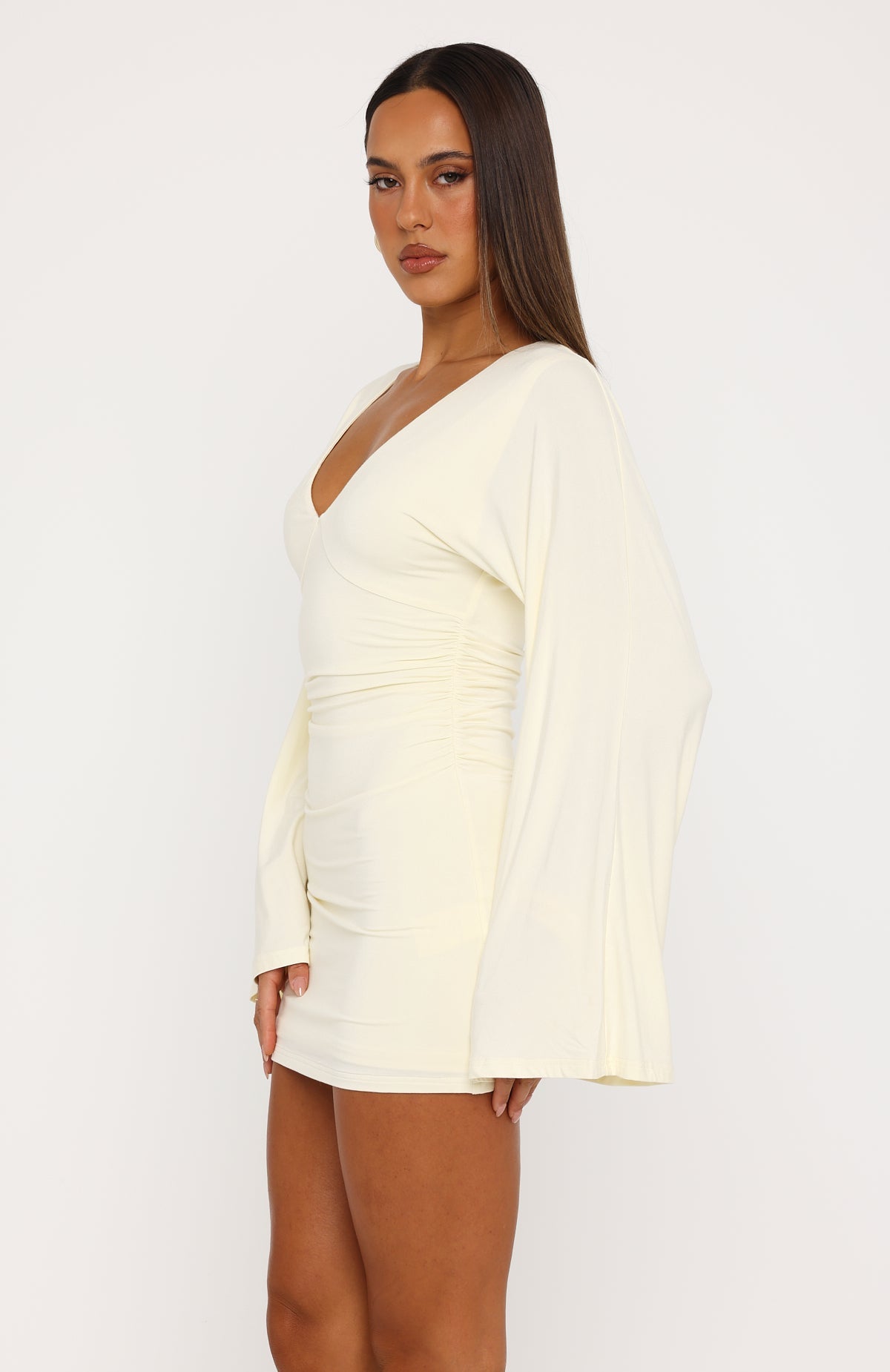 Catch Me At Sunrise Long Sleeve Mini Dress Butter