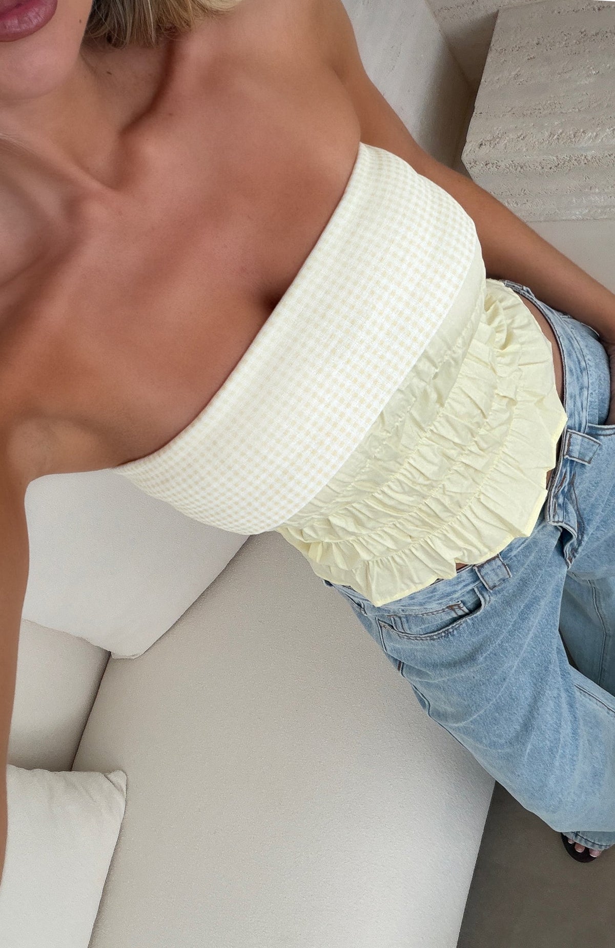 Changed Your Mind Strapless Top Lemon