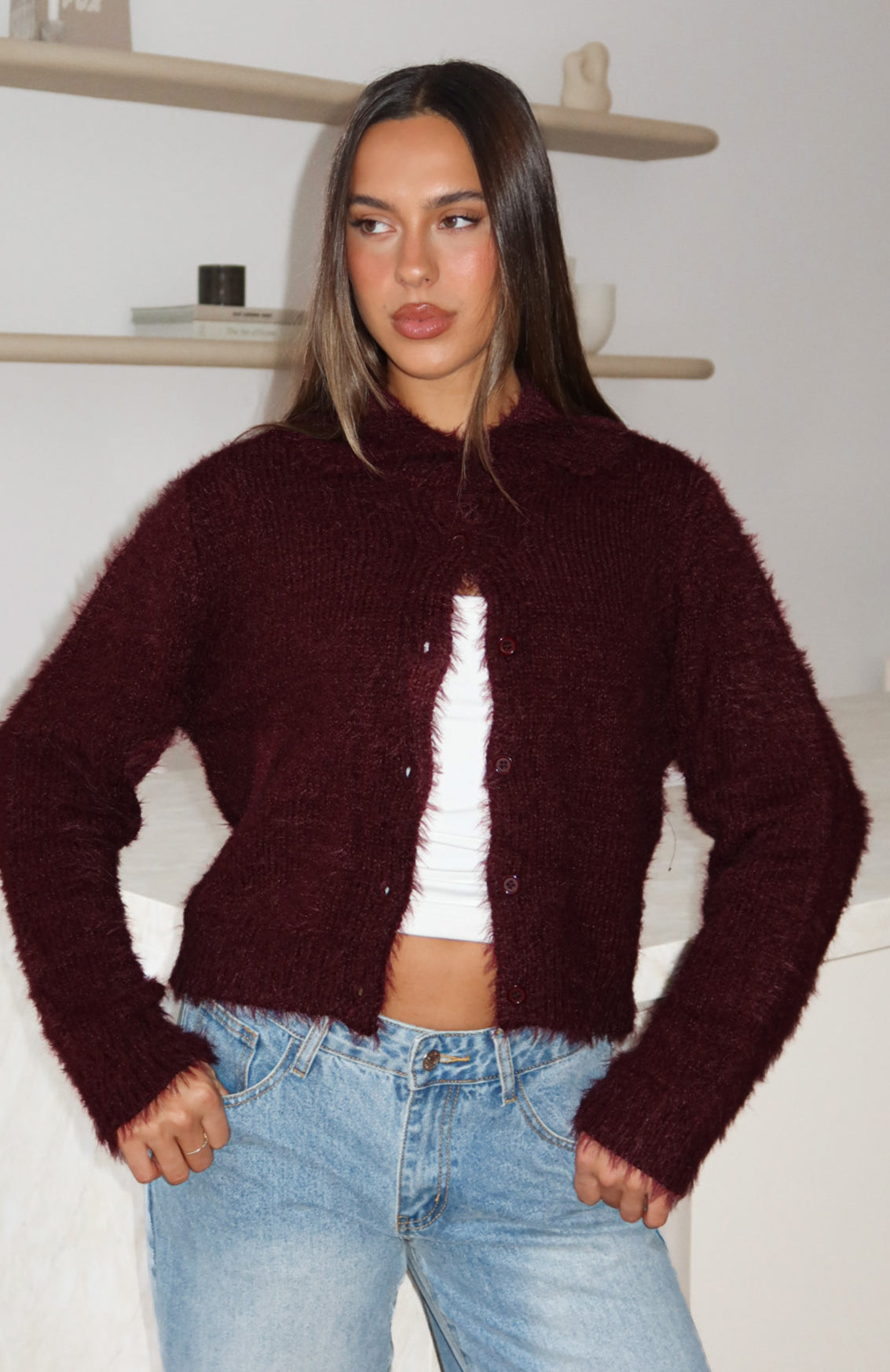 Chill Luxe Knit Cardigan Merlot
