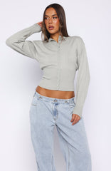 Cindy Cinched Knit Top Grey