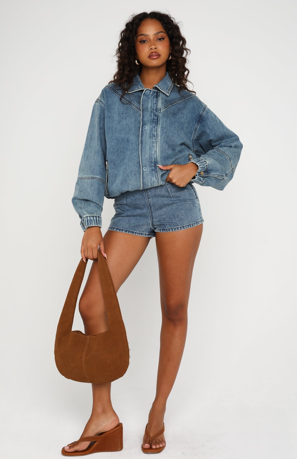 Cooler Than You Denim Shorts Brown Blue Acid