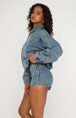 Cooler Than You Denim Shorts Brown Blue Acid