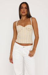 Cosmic Crush Bustier Burnt Butter Check