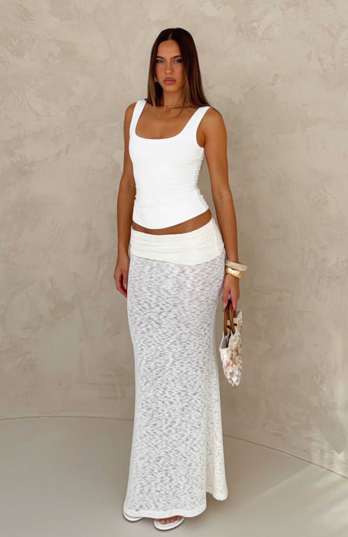 Cruising By Knit Maxi Skirt Cream
