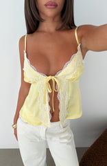Cutesy Girl Satin Cami Top Lemon