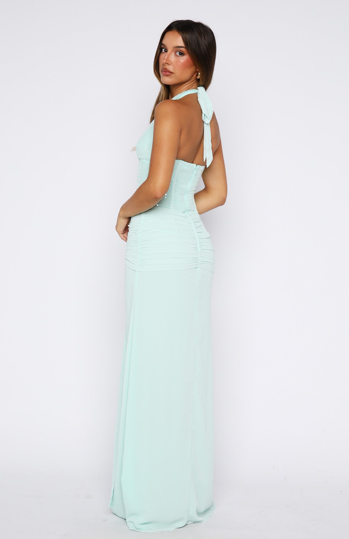 Dance Floor Diva Sequin Maxi Dress Baby Blue