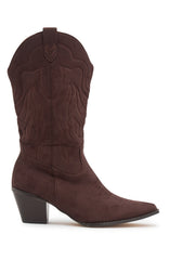 Darcy Cowboy Boots Chocolate Faux Suede
